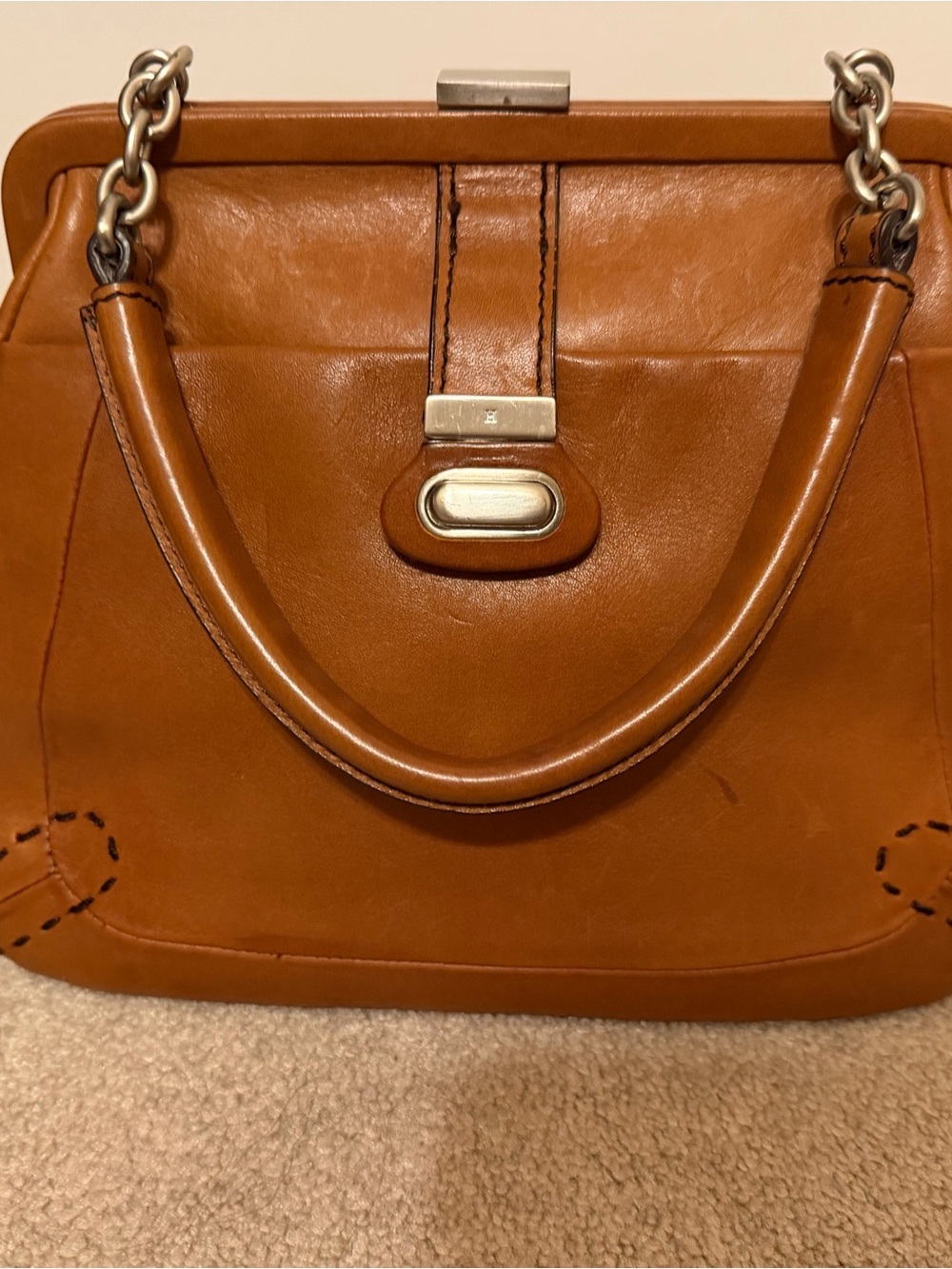 Tommy Hilfiger Cognac Leather Top-Handle Satchel